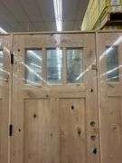 Exterior 3-Lite Square Craftsman Style Knotty Alder Door 1-3-1 RH