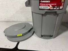 Husky 20 Gal. Grey Outdoor Vented Trash Can With Lid(2x$)