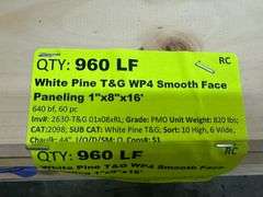 White Pine T&G WP4 Smooth Face Paneling 1"x8"x16'