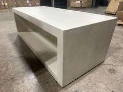 THE URBAN PORT Washed White Coffee Table with Minimalist Open Frame