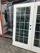 White Exterior 15 Lite Double Patio Door 72"x80"