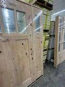 Exterior 3-Lite Square Craftsman Style Knotty Alder Door 1-3-1 RH