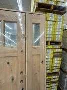 Exterior 3-Lite Square Craftsman Style Knotty Alder Door 1-3-1 RH