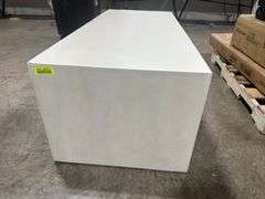 THE URBAN PORT Washed White Coffee Table with Minimalist Open Frame