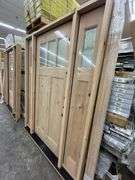 Exterior 3-Lite Square Craftsman Style Knotty Alder Door 1-3-1 LH