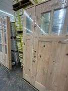 Exterior 3-Lite Square Craftsman Style Knotty Alder Door 1-3-1 LH