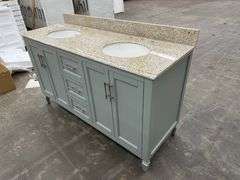 Stockham Chilled Gray 60"x21"x34" Double Basin Vanity