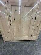 Exterior 3-Lite Square Craftsman Style Knotty Alder Door 1-3-1 LH