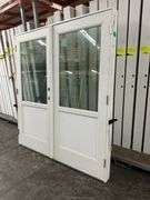 White Exterior 1/2 Glass Double Patio Door 72"x80"