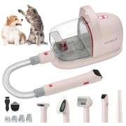 Dog Grooming Kit - 1.8L Pet Hair Remover with 3 Powerful Suction, Quiet Vacuum for Shedding with 6 G