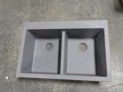 Shadow Grey Double Bowl Drop-In Sink 22"x33"x9"