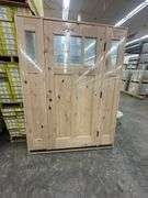 Exterior 3-Lite Square Craftsman Style Knotty Alder Door 1-3-1 LH