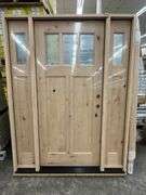 Exterior 3-Lite Square Craftsman Style Knotty Alder Door 1-3-1 LH