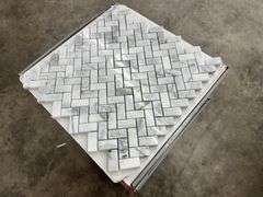 Fog Herringbone Marble Mosaic Tile 11"x12"
