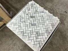 Fog Herringbone Marble Mosaic Tile 11"x12"