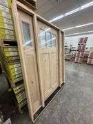 Exterior 3-Lite Square Craftsman Style Knotty Alder Door 1-3-1 LH