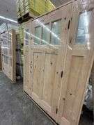 Exterior 3-Lite Square Craftsman Style Knotty Alder Door 1-3-1 LH