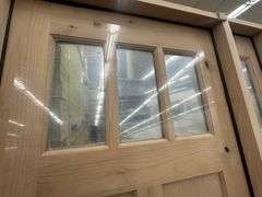 Exterior 3-Lite Square Craftsman Style Knotty Alder Door 1-3-1 LH