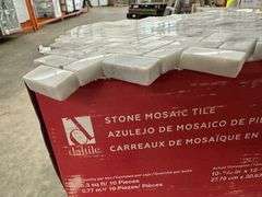 Fog Herringbone Marble Mosaic Tile 11"x12"