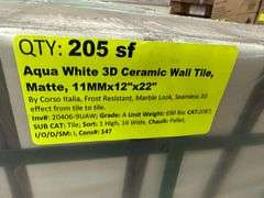 Aqua White 3D Ceramic Wall Tile, Matte, 11MMx12"x22"