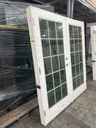 White Exterior 15 Lite Double Patio Door 72"x80"