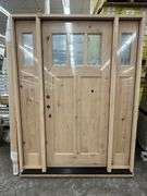 Exterior 3-Lite Square Craftsman Style Knotty Alder Door 1-3-1 RH