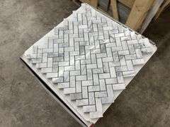 Fog Herringbone Marble Mosaic Tile 11"x12"