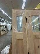 Exterior 3-Lite Square Craftsman Style Knotty Alder Door 1-3-1 RH