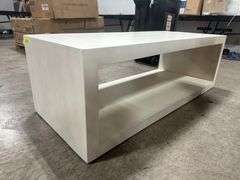 THE URBAN PORT Washed White Coffee Table with Minimalist Open Frame
