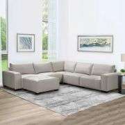 Abbyson Teagan 6-piece Leather Modular Sectional with Ottoman