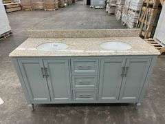 Stockham Chilled Gray 60"x21"x34" Double Basin Vanity