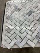Fog Herringbone Marble Mosaic Tile 11"x12"