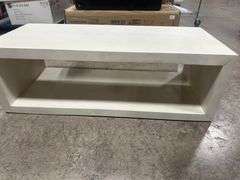 THE URBAN PORT Washed White Coffee Table with Minimalist Open Frame