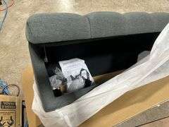 Noble House Dark Gray Tufted Fabric Storage Bench