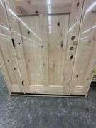 Exterior 3-Lite Square Craftsman Style Knotty Alder Door 1-3-1 RH
