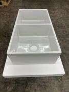 Burnham 33" Farmhouse/Apron-Front Double Bowl White Fireclay Kitchen Sink Only