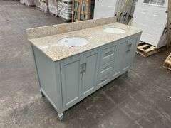 Stockham Chilled Gray 60"x21"x34" Double Basin Vanity
