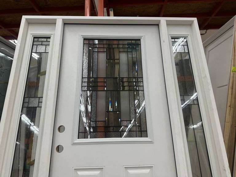 Fiberglass Decorative Entrance Door 36"x80", 2 Side Lites, Right Hand