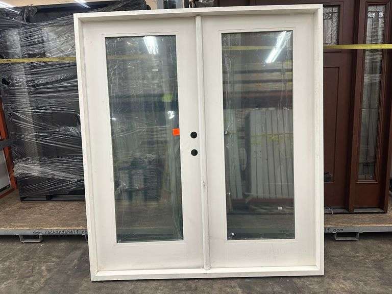 White Exterior Full Glass Double Patio Door 72"x80"
