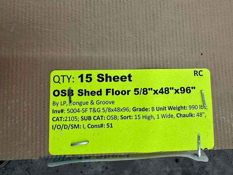 OSB Shed Floor 5/8"x48"x96"