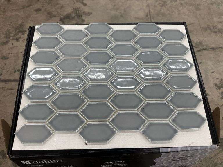Jade Grey Hex Glass Mosaic Tile 13"x10"