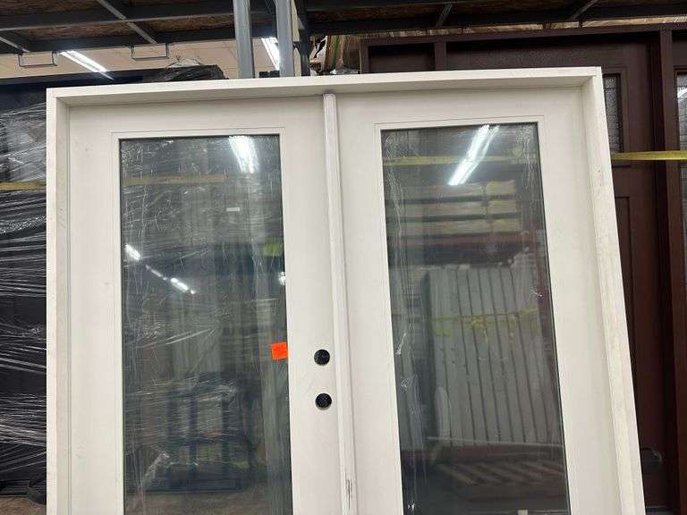 White Exterior Full Glass Double Patio Door 72"x80"