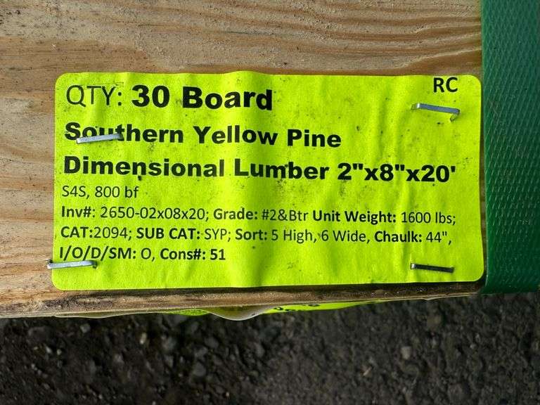 Southern Yellow Pine Dimensional Lumber 2"x6"x20'