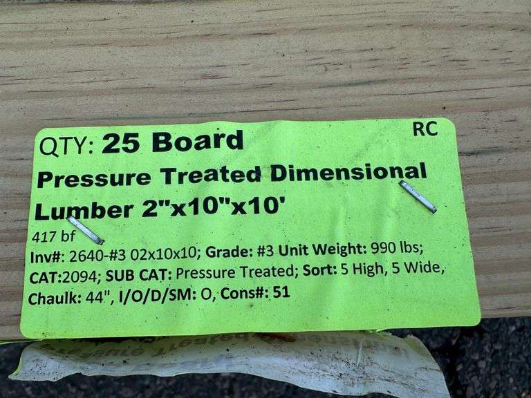 Pressure Treated Dimensional Lumber 2"x10"x10'