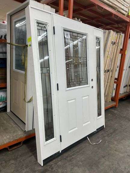 Fiberglass Decorative Entrance Door 36"x80", 2 Side Lites, Right Hand
