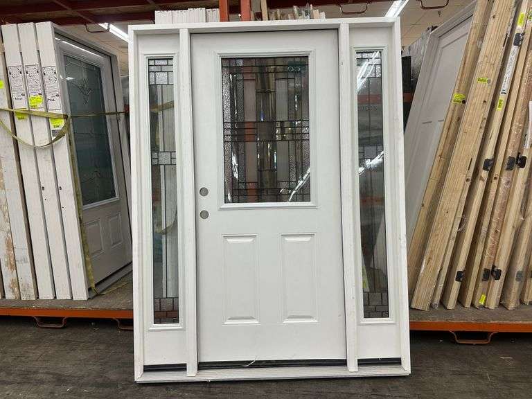 Fiberglass Decorative Entrance Door 36"x80", 2 Side Lites, Right Hand