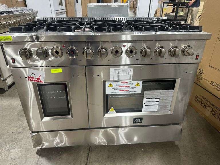 Forno 48 in. 6.58 cu. ft. Capacity Professional Freestanding Double Oven Gas Range with 8 Italian Bu