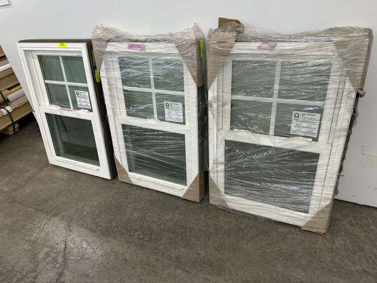 3 White Vinyl 4 Lite Double Hung Windows 21 1/2"x31 3/4"