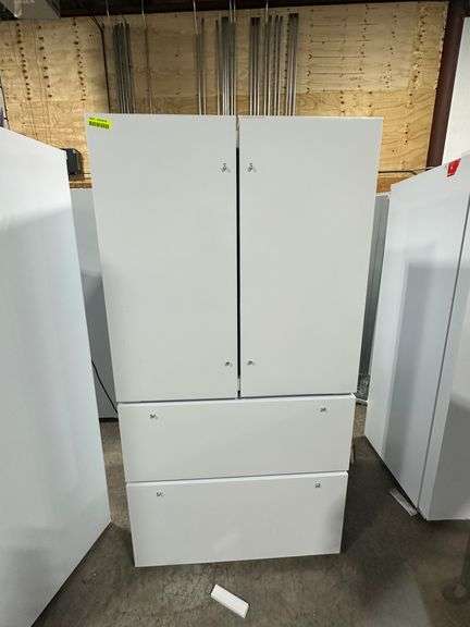 Forno Espresso Moena 36-inch 19.2 Cu.ft French Door Refrigerator in White with Antique Brass Handle