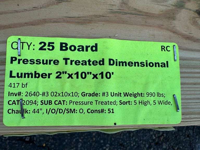 Pressure Treated Dimensional Lumber 2"x10"x10'